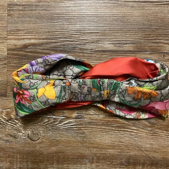 Gucci Floral Multicolor Twisted Silk Headband - Picture 2 of 2